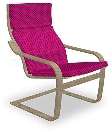 ABAKUHAUS Hot Pink Poäng Sessel Polster, Pop-Art inspiriert Dots, Sitzkissen mit Stuhlkissen mit Hakenschlaufe und Reißverschluss, Hot Pink Schwarz