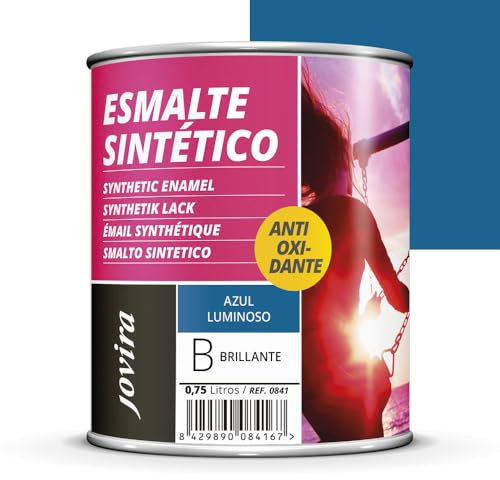JOVIRA PINTURAS Esmalte Sintético Antioxidante. Esmalte directo sobre oxido. Para la protección y decoración de superficies de madera, hierro y acero. Brillante (750 Mililitros, Azul Luminoso)