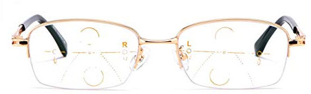 Lesebrille Reading Glasses Progressive Multi Focal Lens Anti Blue Light,Photochromic Metal Material Rectangle Frame for Men and Women