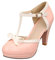 LUXMAX Ladies Rockabilly Shoes Platform T-Bar Court Shoes Patent Mary Jane Heels Size 11.5UK,Pink