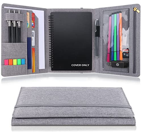 Dreifach gefalteter Planer für Rocketbook Smart-Notizbuch, Executive-Größe A5 (22,4 x 15,2 cm), Portfolio-Organizer mit Dateifach, wasserdichte Schutzhülle für Rocketbook und Zubehör (Grau)