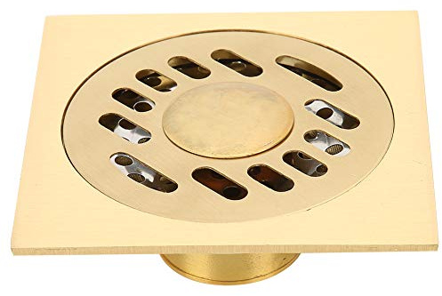 Bodenablauf Duschablauf, 10x10 cm Messing Quadrat Bodenablauf für Schnelle Entwässerung, Dusch Ablauf Gold, für Badezimmer Dusche