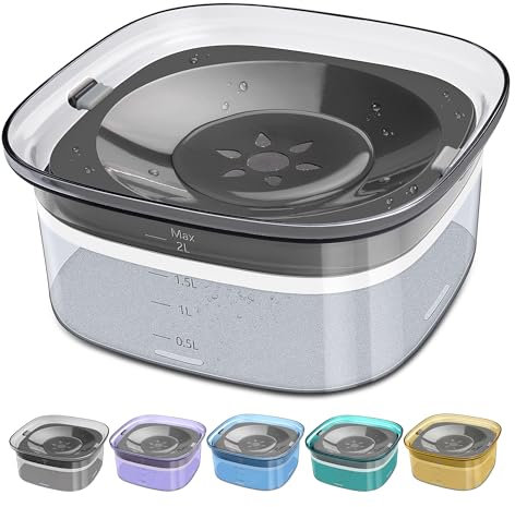 UPSKY Dog Water Bowl Slow Water Feeder 70oz No Spill Dog Bowl Transparent Pet Water Dispenser 2L Visible Water Level Slow Drinking Bowl for Small Medium Large Dogs and Cats
