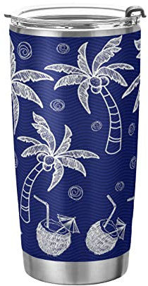 Mnsruu Bottiglia di acqua di palme isolata sotto vuoto in acciaio inox con cannuccia per ragazze ragazzi, 20 once