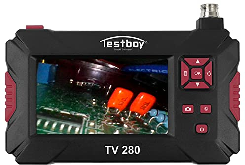 Testboy TV 280 Mobile Endoscopy Camera with LCD Display, Inspection Camera (up to 5 hours of operating time, real-time view, integrated LED lighting & two meter long flexible cable), black