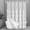 Yiatn No Hook Grey Shower Curtain with Snap in Fabric Liner Set - Hotel Style with See Through Mesh Top Window, Modern Geometric Waterdrop Design,Waterproof and Washable, 71x74 INCH