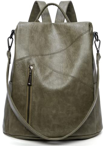 Kiepoar Women Leather Backpack Anti-Theft Shoulder Bag, Fashion Casual Purse Bag Daypack Handbag Lightweight Chic Multipocket Gran Capacity, Elegant Rucksack for Office School Travel