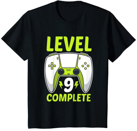 Youth Gamers 9th Birthday 9 Years Old Bday Level 9 Complete T-Shirt