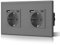 BSEED Doppelt Schuko Wand Steckdose mit USB & Typ C Glas 3 in 1 Unterputz Steckdosen 2 Weg mit 2.1 A USB Ladeleistung und Typ C Adapter Aufladestation Verlängerungssteckdosen 157mm Grau