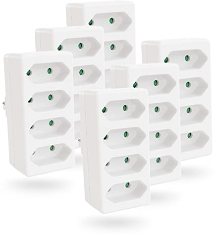Greate 6X Steckdose für Eurostecker bis 2300W - 4fach Steckdosenadapter, Mehrfachsteckdose ohne Kabel, Mehrfachstecker, Eurostecker Verteiler