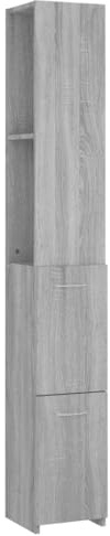 vidaXL Badschrank, Badezimmerschrank mit viel Stauraum, Hochschrank für Badezimmer, Schrank Bad Badmöbel Badezimmermöbel, Grau Sonoma Holzwerkstoff