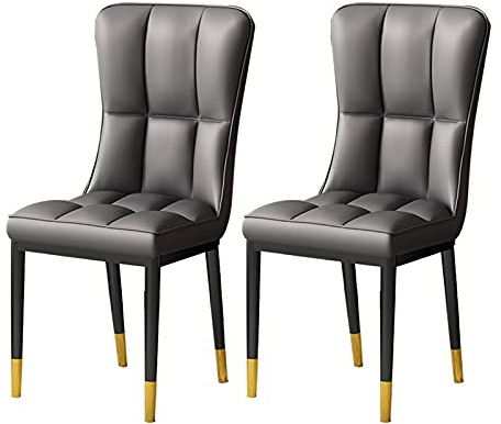 IBOWZ Esszimmerstühle 2 x Shabby Chic Freizeitstuhl mit hoher Rückenlehne mit Metallbeinen und PU-Leder gepolsterten Esszimmerstühlen Sitzhöhe 16,1 Zoll für Wohnzimmer Schlafzimmer Küche