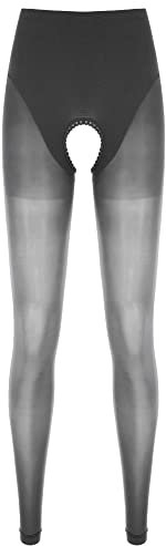iEFiEL Damen Legging Nylon Strumpfhose Lang Hosen Offenen Schritt Unterhosen Shiny Socken Strümpfe Pantyhose A Schwarz Einheitsgröße