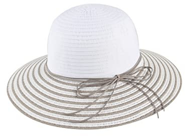 Miuno® Damen weich Sonnenhut Partyhut Stroh Hut Schleife H385 (Grau)