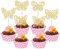 Gyufise 36Pcs Glitter Gold Butterfly Cupcake Toppers Hollow Art 3D Butterfly Cupcake Pick Decorations for Butterfly Theme Baby Shower Wedding Anniversary Kids Birthday Party Supplies