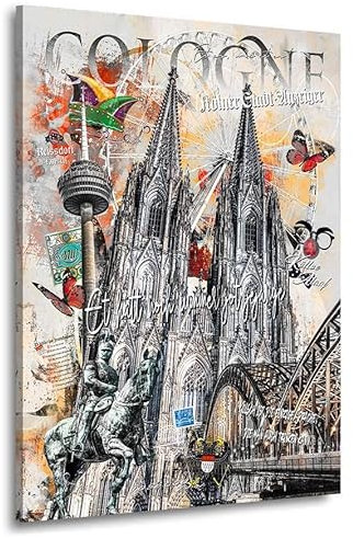 Kunstgestalten24 Leinwandbild Köln Pop Art Stadt Bild Kunstdruck Raum Wanddekoration