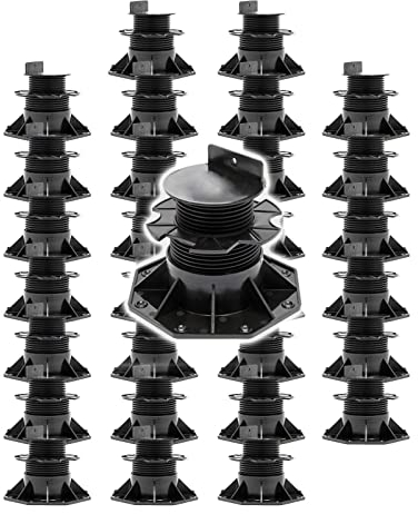 XPOtool Lot de 30x Plots de terrasse – Charge 2700 kg – Hauteur réglable 60-128 mm – en PP – Pieds de support pour Lames Dalles Lambourdes