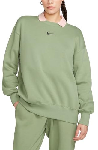 Nike DQ5733-386 W NSW PHNX FLC OS Crew Sweatshirt Mujer Oil Green/Black Tamaño XL