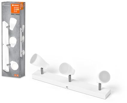 LEDVANCE LED SPOT PEAR Deckenanbau-Spot 430mm, weiß, 12,9W, 630lm, bietet gerichtetes Licht mit warmweißer Lichtfarbe, mit flexiblem GU10-Strahler, GU10-Lampe enthalten, IP20 Schutzklasse, 2700K