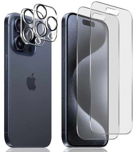 Dabuu Matt Schutzfolie für iPhone 15 Pro für Panzerglas, 2 Stück Blendschutz Matte Folie und 2 Stück Kameraschutz, 9H Härte Anti-Kratzer Schutzglas Displayschutz Anti-Fingerabdruck Panzerfolie