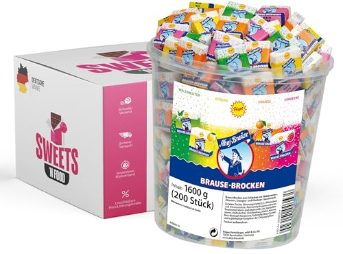 Ahoj-Brause Brause-Brocken 200er Pack – Vielfältige Geschmacksrichtungen 1,6kg | Mit stylishem SWEETS´N FOOD Packband verpackt