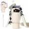 Twshiny Water Bottle Carrier Bag for Stanley Cup 40 oz Tumbler Neoprene with Phone Pocket (Cream)