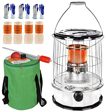 Tragbare Kerosinheizung, 6 l große Kerosin-Ofenheizungen, energiesparende Camping-Ölheizungen mit 4 Dochten, für drinnen und draußen, Terrasse (grün)