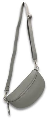 ADEL Bauchtasche Damen Echtleder Sandy Handgemachte Umhängetasche Crossbody Bag mit Stilvollem Verstellbarem Ledergurt 2 Fächer Stylische Schultertasche Made in Italy Tasche (Grau)