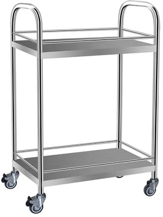 Edelstahl Servierwagen Gastro,Servierwagen,Labor Rollwagen,schwenkbarer 360 °,Beistellwagen,mit Bremse,für Garage, Werkstatt, Lager Und Reparaturwerkstatt ( Color : 1 layer , Size : 60*40*85cm )