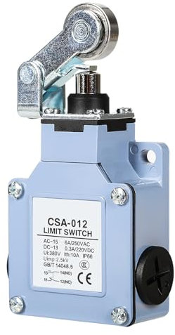 DEWIN Interruttore di Finecorsa a Rullo,Finecorsa di Corsa CSA-012 Finecorsa Auto-reset Tipo a Stantuffo a Pressione Diretta Interruttore a Leva con Interruttore di Corsa a Rullo AC250 / 6A