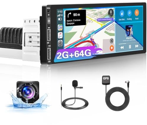 Inefala 2G+64G Android 13 1 DIN Autoradio con Wireless Carplay Android Auto 6,9 Radio de Coche con Bluetooth GPS WiFi BT USB SWC Mic Cámara de Respaldo