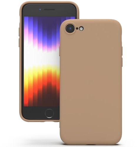 YATWIN Hülle für iPhone SE 2022/2020, iPhone 8/7, Silikon Handyhülle mit Futter, 1mm Kamera und Displayschutz, Dünn & Leicht, Anti Kratzer Case, Milchtee