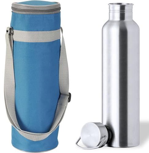 noTrash2003 Kühltasche zum Umhängen MIT 1,5 L Edelstahl Isolierflasche BPA frei Schraubverschluss, Verstellbarer Schulterriemen, kleine Kühltasche für Drinks, Kühlbox für Outdoor, Reisen in blau