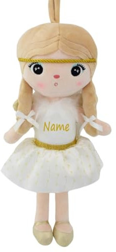 Elefantasie Personalisierte Stoffpuppe Engel mit Flügeln mit Name Bedruckt Kuschelpuppe mit gesticktem Gesicht (48cm)