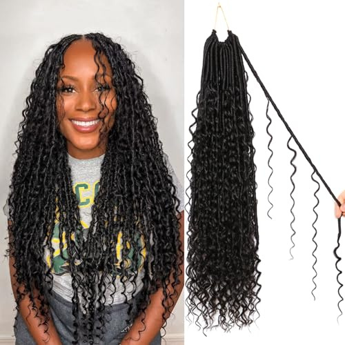 Goddess 8 Bundles Synthetic Dreadlocks 24 Soft Bohemian Dreadlocks Crochet for Black Women 1B 24 8 Pieces