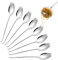Jinsion Set of 8 Sporks Stainless Steel, 2-in-1 Multifunctional Metal Spork, 19 cm Long Handle Salad Fork Spoon, Cake Forks, Easy to Clean Camping Spork for Fruit, Ice, Dessert, Pasta Tableware