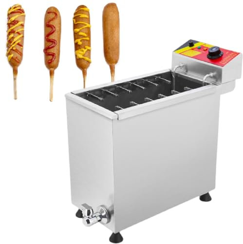 12 Hooks Corn Dog Fryer, 1.8KW/3KW Corn Dog Fryer for Snak Shop, Commercial Deep Fryer for Corn Dogs,110V