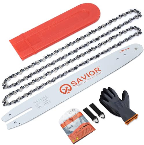 Savior Guide de 35 cm et Lot de 2 chaîne 3/8 LP 50 TG 1,1 mm Compatible avec Stihl MS170 MS180 MS192T MS194T et autres, avec protège-guide