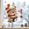 Sunnywall Fensterbilder Winter für Kinder Tiermotive in Winterszene als statisch haftende Fenstersticker, WIEDERVERWENDBAR (Bär, A2 Bogen)