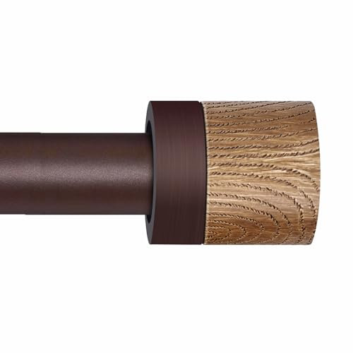 Bastoni per tende in bronzo per finestre da 1,2 a 2,1 m, regolabili da 2,5 cm, con finiture in finto legno, resistente, decorativo per camera da letto, cucina e patio