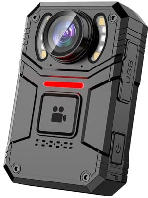 SPIKECAM 4K Körperkamera mit Audio und Video, 160° Weitwinkel, 2-Zoll-IPS-Bildschirm, ultradünne Bodycam mit Ton und Nachtsicht, Typ C, externer Speicher, persönlicher Körper getragene Kamera (128G)