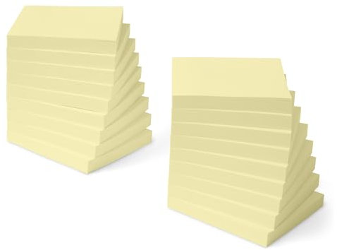 Amazon Basics Quadratisch Haftnotizen, selbstklebende Blöcke, 18er-Pack, 7.6 x 7.6 cm, Gelb
