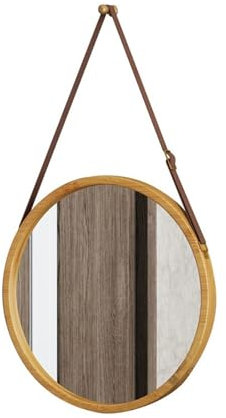 VNGBFGDFVN Vanity Mirror Wooden Scandinavian Dressing Mirror Creative Round Mirror Art Makeup Mirror Wall Mount Bathroom Mirror Makeup Mirror