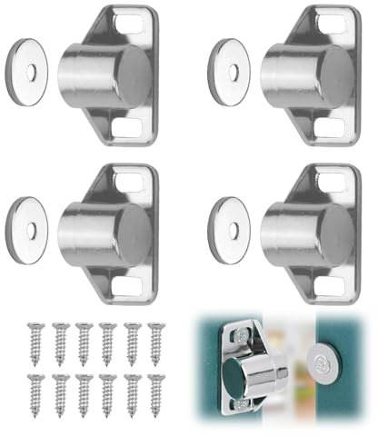 4 Pezzi Chiusura Magnetica, Magneti di Chiusura per Porte di Armadi Magneti in Lega di Zinco, Chiudiporta Magnetico per Ante, Armadietto, Armadietti, Cassetto (Argento)