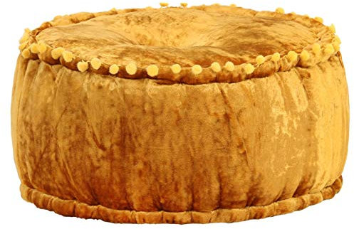 Xichuzi Pouf, Ottoman Puff, Sitzhocker, Sitzpouf, Sitzkissen Boden, Pouf Hocker, Sitzpuff, Couch Hocker, Rund Samt 40×20 cm Senfgelb