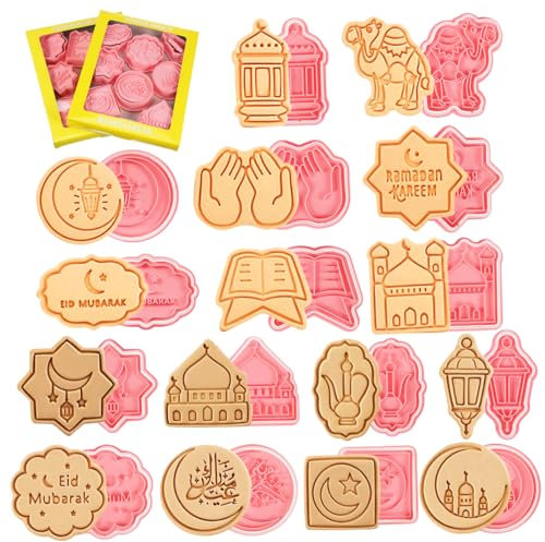 Eid Keksausstecher 16 Stück PP Stempel für Fondant und Käse
