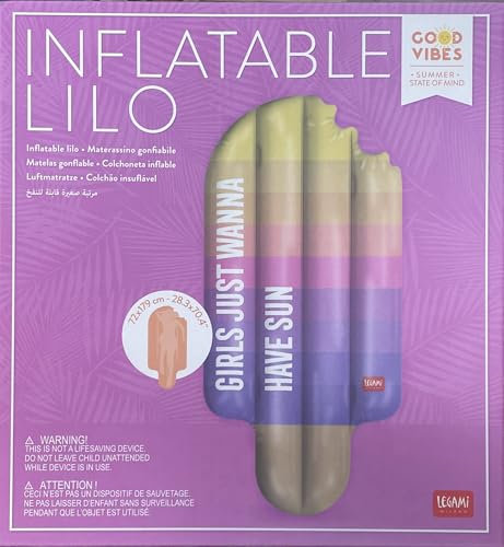 Legami - Aufblasbare Meeresmatratze, Einzelne aufblasbare Matratze, 2 Luftkammern, trägt bis zu 90 kg Inklusive Selbstklebendem Flicken für kleine Löcher, 72 x 179 cm