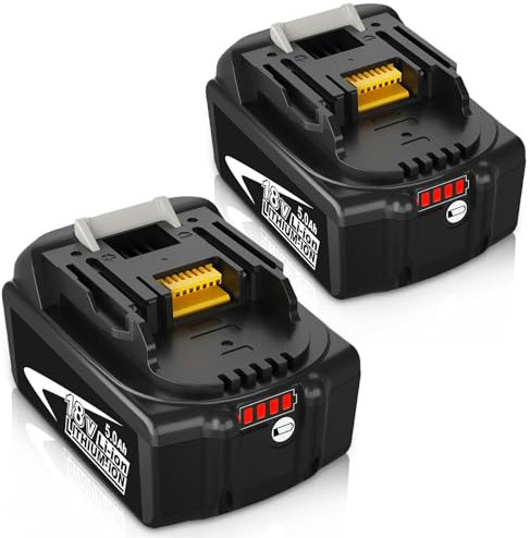 2pcs 18V 5.0Ah Sostituzione per Makita 18V Batteria BL1860B BL1850B BL1860 BL1840B BL1840 BL1820B 194205-3 194204-5 194309-1 196399-0 Utensili a batteria (nero bianco)