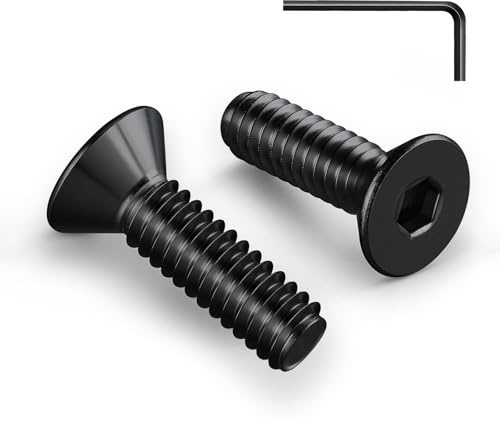 Zuyya 20 Stück Senkkopfschrauben M8 x 30 mm Schwarze Schrauben Edelstahl | Innensechskant Antrieb, Edelstahl A2 V2A Schrauben, Senkschrauben Vollgewinde mit Innensechskantschlüssel