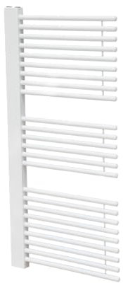 Lojimax Handtuchheizkörper Aria 600x1190 mm Weiß – Flacher Badheizkörper mit Mittelanschluss, 690W Handtuchwärmer für Badezimmer und Zentralheizung